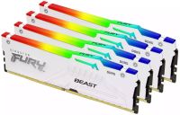 Kingston FURY Beast White RGB XMP 64GB (16GB x 4) DDR5-6000 CL40 288-Pin 1.1V Desktop Memory Module