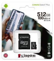 Kingston Canvas Select Plus 512GB miCroSDXC Memory Card with SDXC adapter