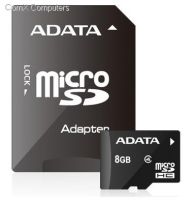 AD-MCMSDAC4HC2-8GB ADATA MICRO SDHC CLASS 4 8GB + SD ADAPTER