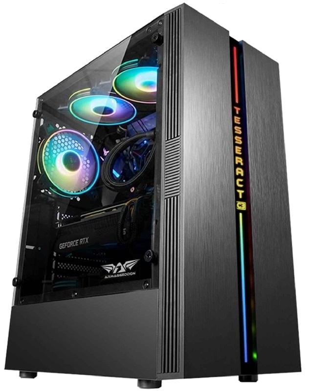 TESSCORE3 Armaggeddon Tesseract Core 3 RGB ATX case, See-thru side ...