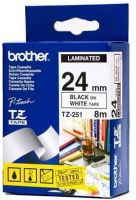 Brother 24mm Black On White Laminated Tape - 8m