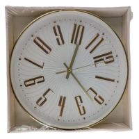 CSY-KX6003-5GLD Casey 30cm Wall Clock Gold Outer Rim With Gold Details And White Face