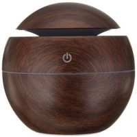 FT-006-DWG Casey Ultrasonic Aroma Mini Portable Humidifier Dark Wood Grain Finish Round Ball Design