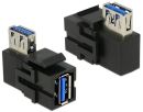 DELOCK-86360 Delock Black Keystone Module USB 3.0 A female > USB 3.0 A female 90degrees angled