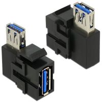 DELOCK-86360 Delock Black Keystone Module USB 3.0 A female > USB 3.0 A female 90degrees angled