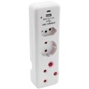 FEA8S Ellies 3 way Medium Surge adaptor Schuko with Type-C + USB