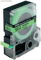 C53S626403 Epson LC-5GBF9 Black/Green 18mm (9m) Label Cartridge Fluorescent