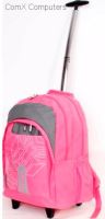 ETT8996PK Macaroni Cartella Two Tone Pink and Grey Student Backpack with Trolley