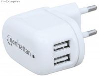 101745 Manhattan Pop Charge Home - Europlug C5 USB Wall Charger with Two Ports