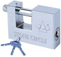 697554842804 Noble Stone Circle Rectangle Shaped 80mm Stainless Steel Armoured Security Padlock with 3 keys