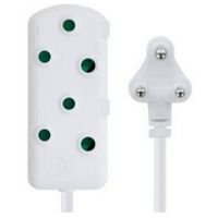 Switched Light Duty SBS extension leads - 2x 16A Socket - 5m - White