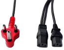 PC-6D2IC13BK2.8 Dedicated 3-pin South African plug to 2x C13 female connectors 2.8m cable