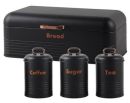 TH105-BLK Totally Black &amp; Rose Gold 4pc Bread Bin Combo