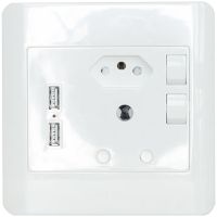 PWR-SOCKET-USB-EURO Unbranded 1x 16A & 1x Euro 16A & 2x USB 2.1 wall Socket