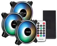 PCB-CF-TEMP-DKIT Unbranded Tempest Chill Fan Kit 3x120MM Dual Glow ARGB Fan + Controller + RF Remote - 12 x 12 x 2.5 cm