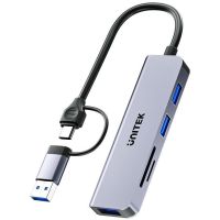 Unitek H1320a uHub P5+ 5-in-1 USB 3.0 Type-A/C 5Gbps Hub with SD and Micro SD Card Reader