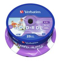 Verbatim DVD+R 8.5GB 8X Dual Layer Printable - 25 Spindle