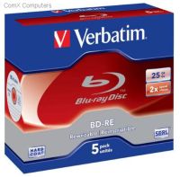 43615 Verbatim BD-RE SL 1-2X (Jewel Case) 25GB 5Pack