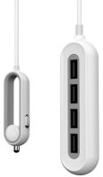 BE0132WHT Whizzy White 4 Port USB Family Car Charger